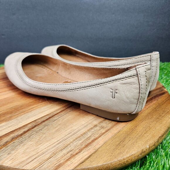 Frye Carson Leather Slip On Ballet Flats Size 8.5 M Beige Brown Round Toe - Picture 4 of 13
